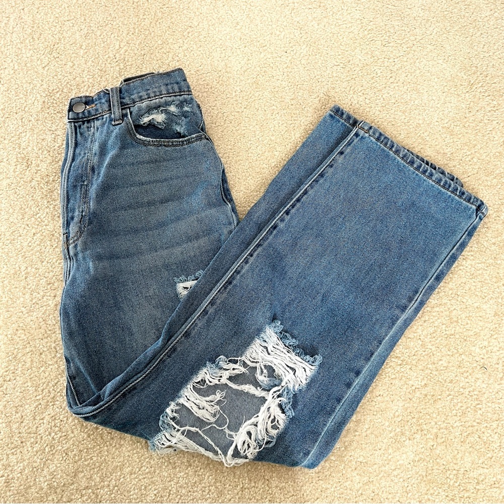 Windsor High Rise Ripped Straight-Leg Jeans